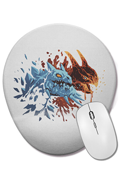 BASKI DÜNYASI Mouse Pad oval Dota 2 Jakiro Fire and Ice cu suport pentru înch...