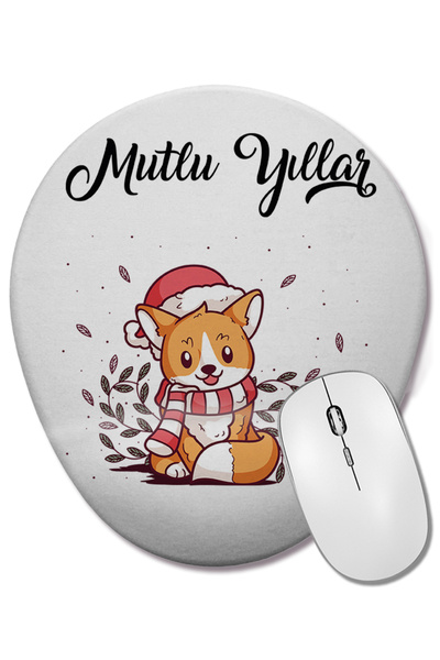 BASKI DÜNYASI Mouse Pad oval cu suport pentru încheietura mâinii, cu pisică c...
