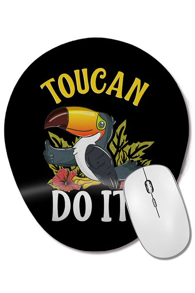 BASKI DÜNYASI لوحة ماوس بيضاوية تدعم المعصم من Toucan Do It Funny You Can Do It Pun Happy Bird