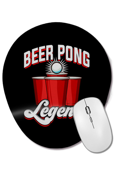 BASKI DÜNYASI Beer Pong Legend Funny Beirut Beerpong College Mouse Pad oval cu suport pentru încheietura mâinii