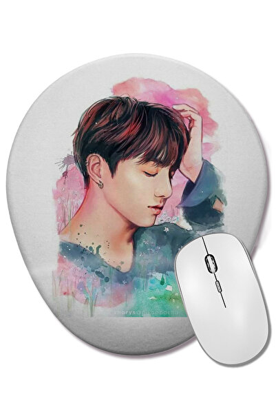 BASKI DÜNYASI Bts Jungkook 02 Οβάλ ποντίκι με υποστήριξη καρπού