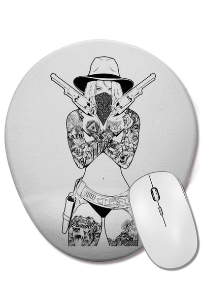 BASKI DÜNYASI Mouse Pad oval cu suport pentru încheietura mâinii Cowgirl