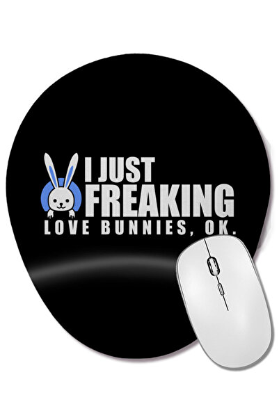 BASKI DÜNYASI I Just Freaking Love Bunnies, OK Baby Rabbits Mouse Pad oval cu suport pentru încheietura mâinii