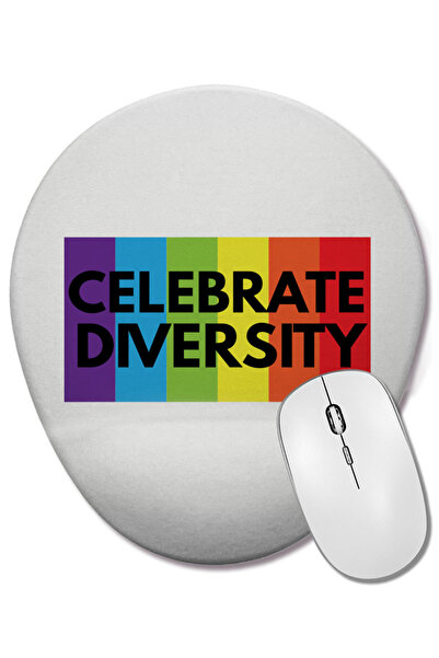 BASKI DÜNYASI Rainbow Celebrate Diversity Mouse Pad oval cu suport pentru încheietura mâinii