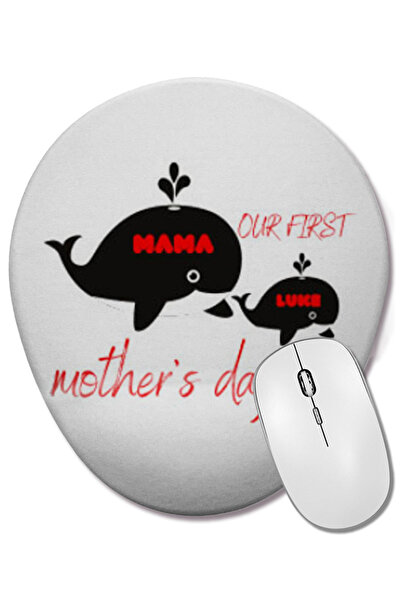 BASKI DÜNYASI Primul nostru Mouse Pad pentru Ziua Mamei MAMA LUKE 2021, oval, cu suport pentru încheietura mâinii
