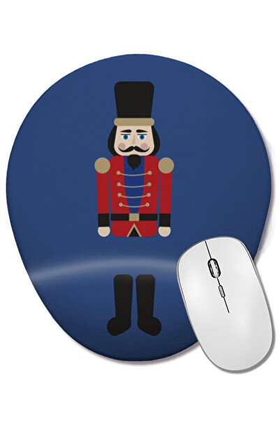 BASKI DÜNYASI Mouse Pad oval Merry Christmas Nutcracker cu suport pentru încheietura mâinii