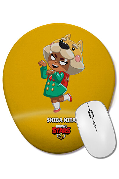 BASKI DÜNYASI Brawl Stars Shiba Nıta Mouse Pad oval cu suport pentru încheiet...