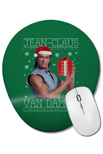 BASKI DÜNYASI Jean Claus Van Damme Mouse Pad oval tricotat de Crăciun cu supo...
