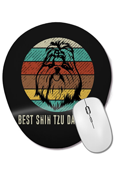 BASKI DÜNYASI Vintage Best Shih Tzu Dad Ever 01 Mouse Pad oval cu suport pent...