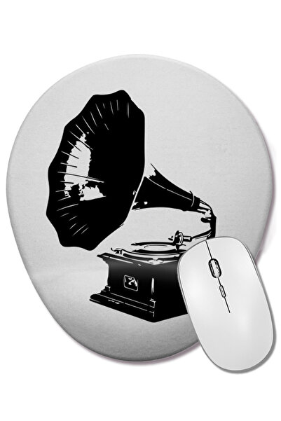 BASKI DÜNYASI Mouse Pad oval Vintage Record Player 06 cu suport pentru închei...