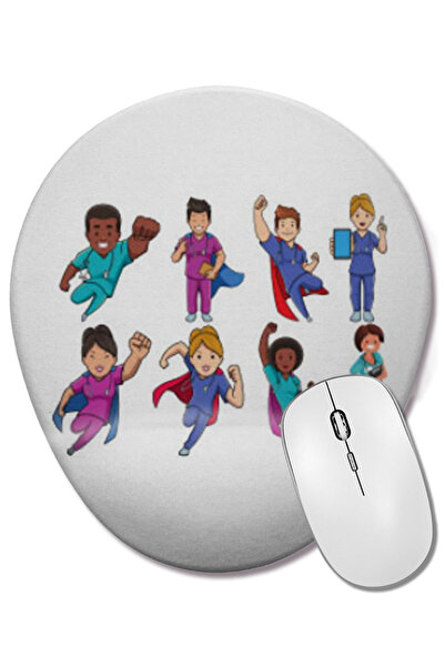 BASKI DÜNYASI Ευχαριστώ Νοσοκόμες Οβάλ ποντίκι με υποστήριξη καρπού