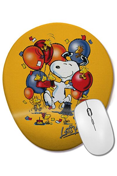BASKI DÜNYASI Mouse Pad oval Snoopy cu suport pentru încheietura mâinii