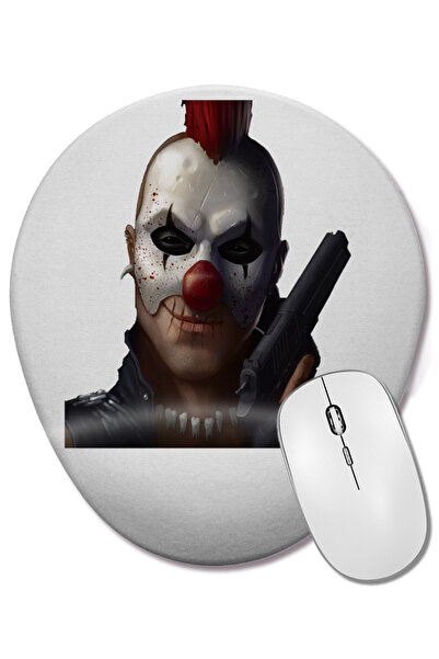 BASKI DÜNYASI Mouse Pad oval cu suport pentru încheietura mâinii Gun and Clown