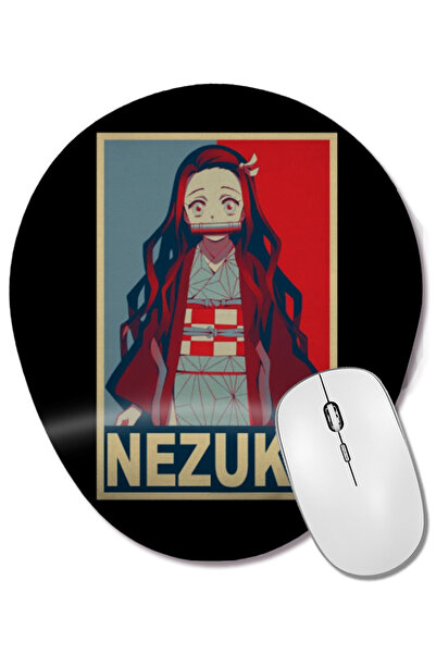 BASKI DÜNYASI Demon Slayer Kimetsu No Yaiba Nezuko Anime 03 Mouse Pad oval cu...