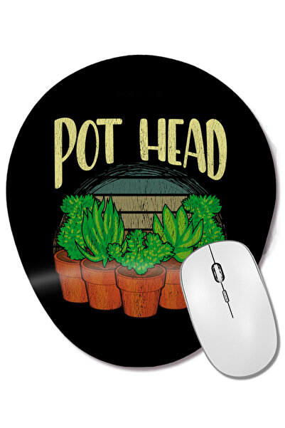 BASKI DÜNYASI Funny Pot Head Gardening & Plant Obsessed Pun Mouse Pad oval cu...