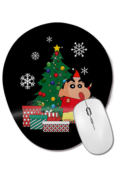 BASKI DÜNYASI Mouse Pad oval Crayon Shin Chan Around The Christmas Tree cu su...