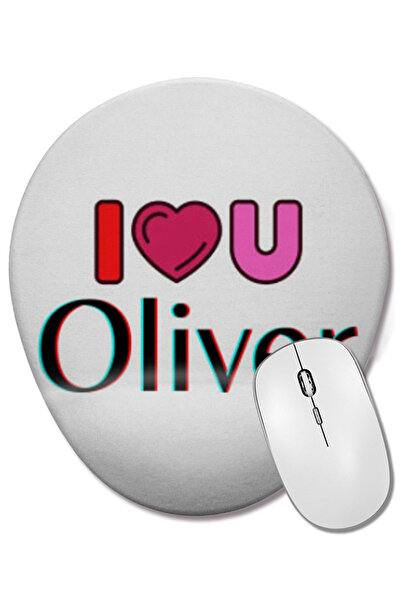 BASKI DÜNYASI Oliver Name Custom Design Gift Baby-Gift For Him Mouse Pad oval cu suport pentru încheietura mâinii