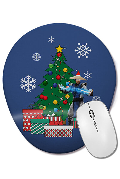 BASKI DÜNYASI Raiden Around The Christmas Tree Mortal Kombat Mouse Pad oval cu suport pentru încheietura mâinii