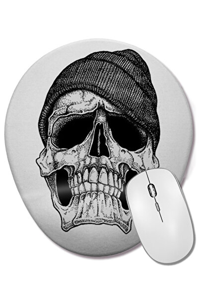 BASKI DÜNYASI Mouse Pad oval Skull Boina cu suport pentru încheietura mâinii