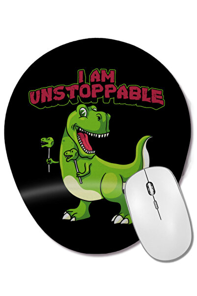BASKI DÜNYASI I Am Unstoppable TRex Funny Short Dinosaur Arms Mouse Pad oval cu suport pentru încheietura mâinii