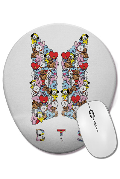BASKI DÜNYASI Mouse Pad oval BT21 BTS cu suport pentru încheietura mâinii