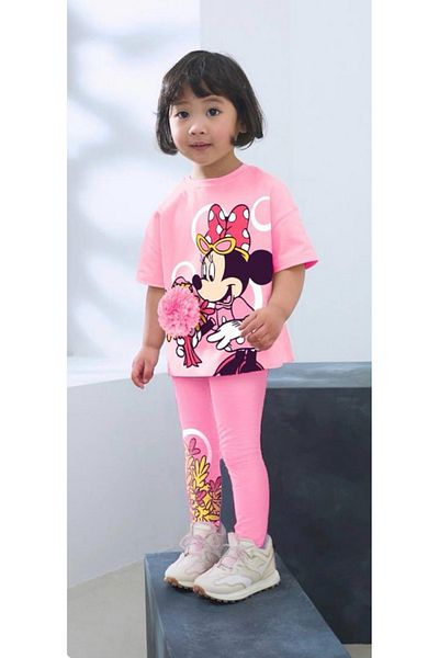 Lolliboomkids Copii de sex feminin 3d Applique Floare Detaliat Partea de jos Partea de sus Set Imprimare Model Tricou Jambiere 2 buc.