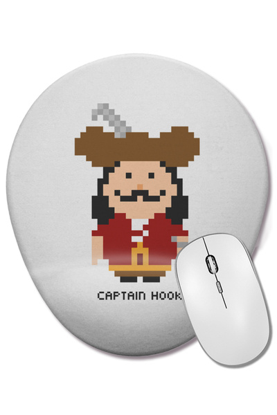 BASKI DÜNYASI Mouse Pad oval cu suport pentru încheietura mâinii Captain Hook Pixel Character