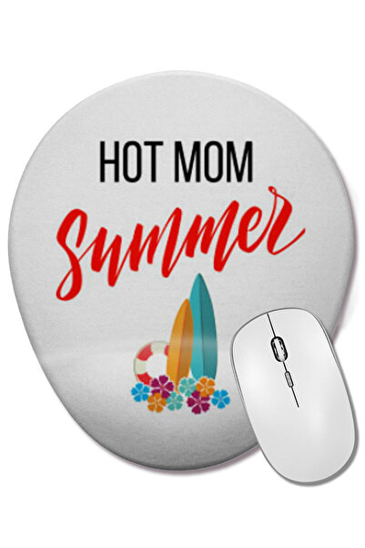 BASKI DÜNYASI Hot Mom Summer Mouse Pad oval cu suport pentru încheietura mâinii