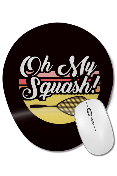 BASKI DÜNYASI Mouse Pad oval cu suport pentru încheietura mâinii, cu design vintage de rachetă de squash, pentru sporturi cu minge, pentru teren de tenis de interior, pentru meciuri