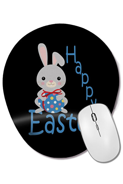 BASKI DÜNYASI لوحة ماوس بيضاوية Happy Easter 04 مع مسند للمعصم
