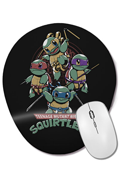 BASKI DÜNYASI Squirtles Ninja Turtle Mouse Pad oval cu suport pentru încheiet...