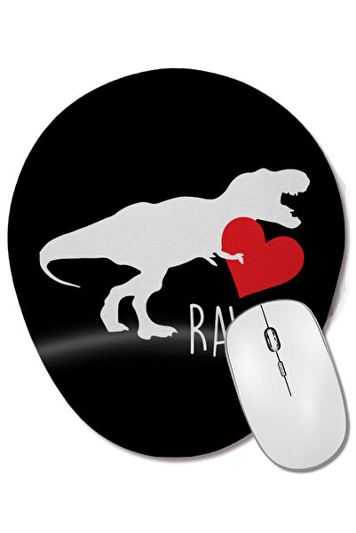 BASKI DÜNYASI Rawr T Rex dinosaur srce ljubav valentinovo ovalna podloga za m...