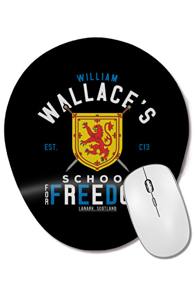 BASKI DÜNYASI Braveheart William Wallace School For Freedom Flag Mouse Pad oval cu suport pentru încheietura mâinii