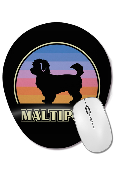 BASKI DÜNYASI Mouse Pad oval Maltipoo Vintage Sunset Dog cu suport pentru înc...