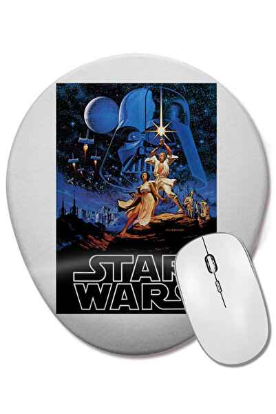 BASKI DÜNYASI Mouse Pad oval retro Star Wars cu suport pentru încheietura mâinii