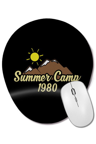 BASKI DÜNYASI Summer Camp 1980s Vintage Retro 80s Campers Mouse Pad oval cu s...