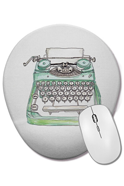 BASKI DÜNYASI Mouse Pad oval pentru mașină de scris cu suport pentru încheiet...