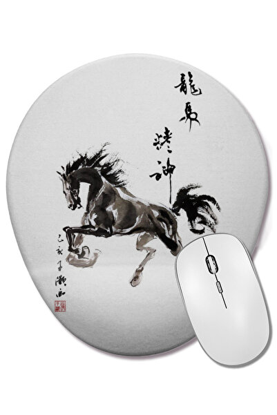 BASKI DÜNYASI Mouse Pad oval Horse Gallop cu suport pentru încheietura mâinii