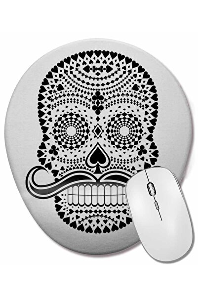 BASKI DÜNYASI Οβάλ ποντίκι ποντικοπληκτήρα με σχέδιο Skull Bilek Destekli