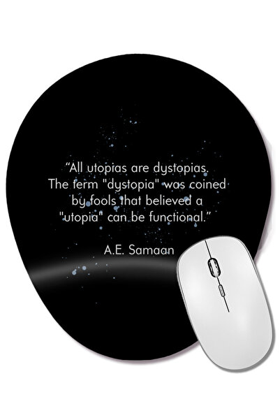BASKI DÜNYASI Toate utopii sunt dystopii Quote Mouse Pad oval cu suport pentru încheietura mâinii