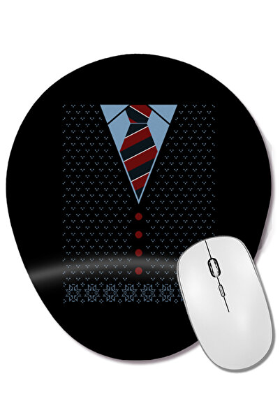 BASKI DÜNYASI Cardigan și cravată de Crăciun, mouse pad oval cu suport pentru...