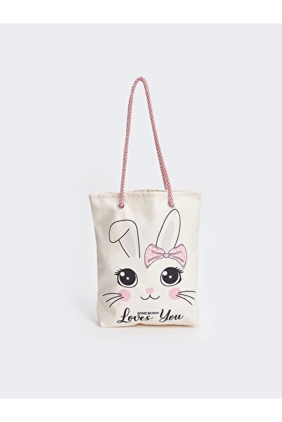 LC Waikiki إكسسوارات LCW حقيبة شاطئ للفتيات بطبعة أرنب إكرو