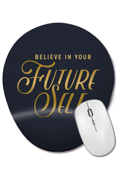 BASKI DÜNYASI Belief Believe In Your Future Self Mouse Pad oval cu suport pen...