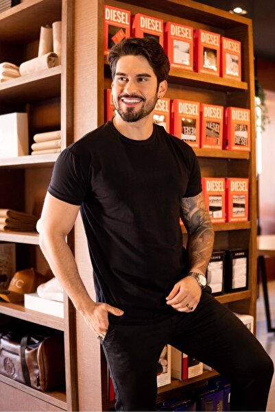 LACKH Чоловіча мода Чорна пряма футболка, зручна для літа, швидко сохне, з короткими рукавами, еластична тканина