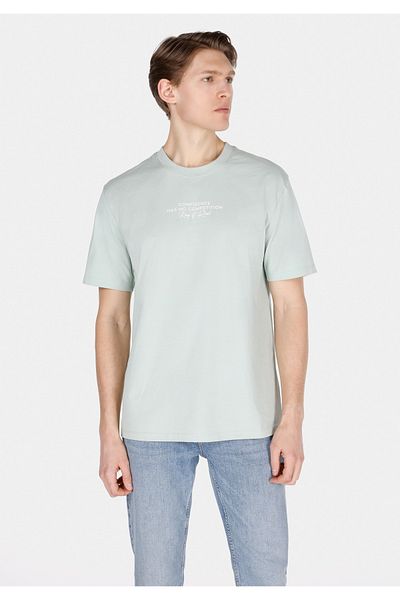 Colin's Comfort Fit Round Neck Plain Men's Green Short Sleeve T-Shirt