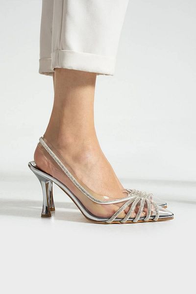 tulin women Summer Stone Detailed Transparent 9cm Evening Dress Shoes