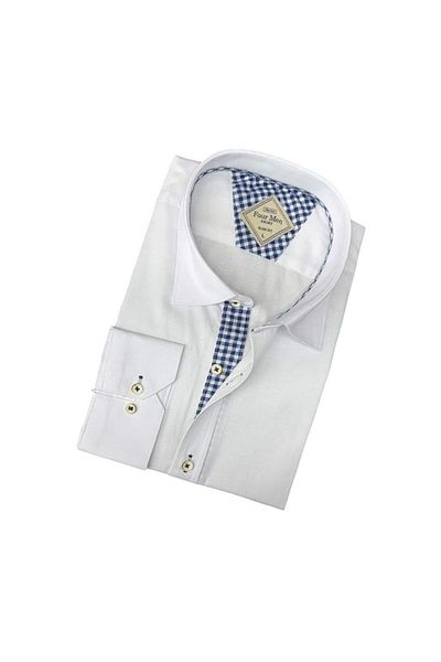EREN STYLE Cămașă albă pentru bărbați din bumbac cu mânecă lungă (Slim Fit Fit)