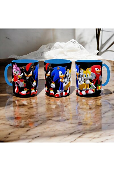 ALPŞAN TİCARET Sonic Kupa Sonik Bardak Sonik Mug Beyaz Kupa Renkli Kupalar