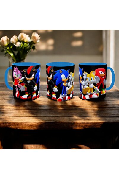 ALPŞAN TİCARET Sonic Kupa Sonik Bardak Sonik Mug Beyaz Kupa Renkli Kupalar