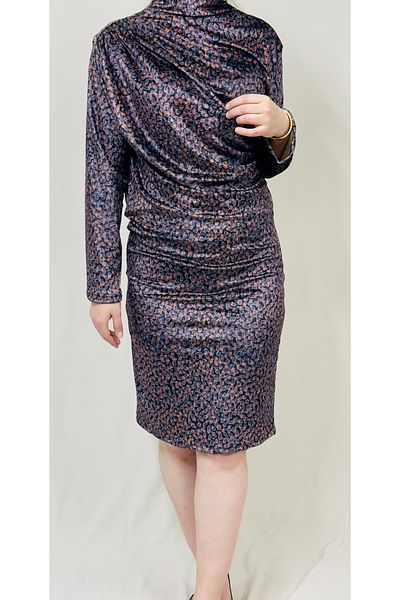 MODA Women Velvet Patterned Drawstring Dress